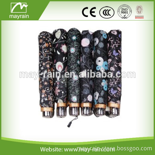 Black all over print foldable umbrella